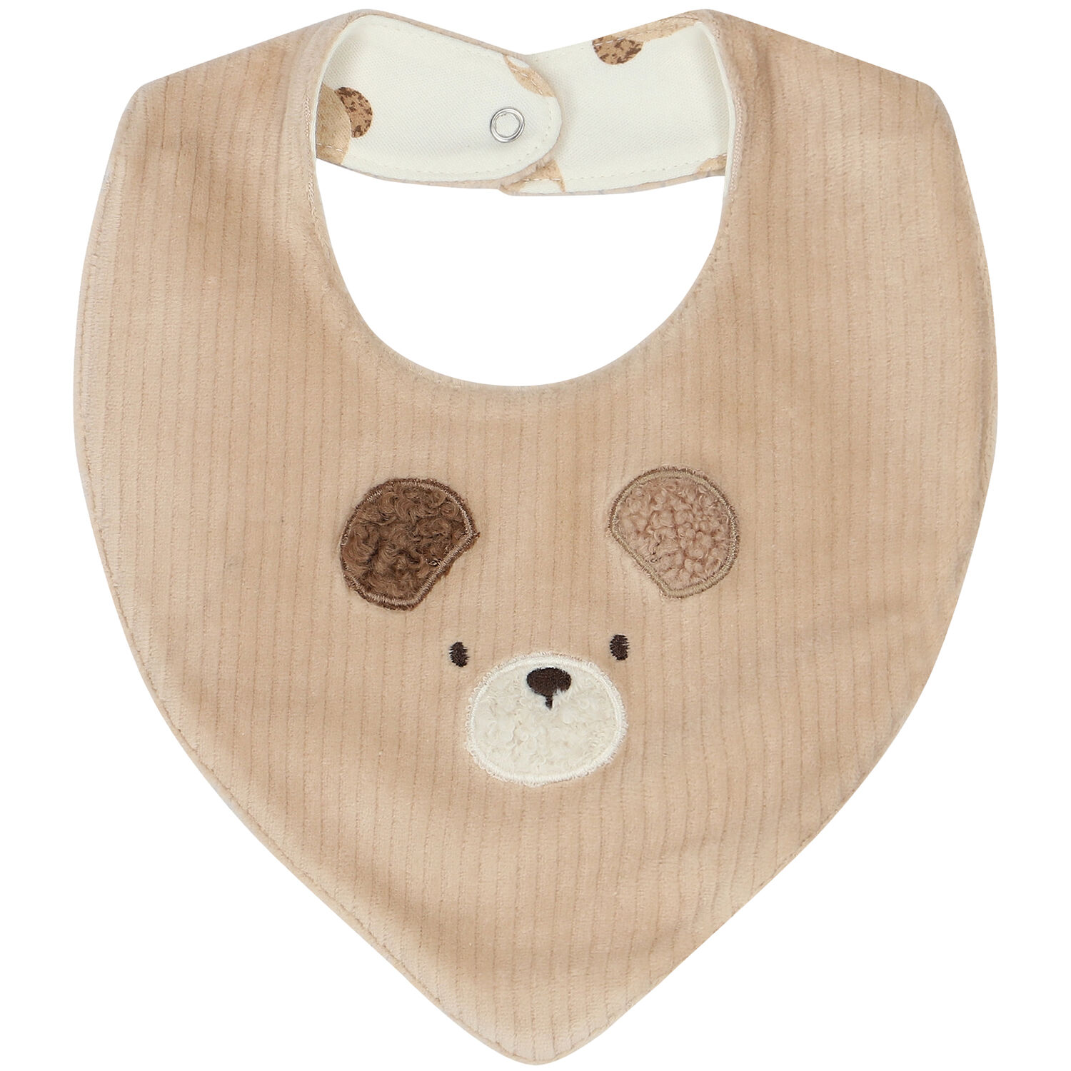 Ivory and Beige Teddy Bear Bibs ( 2 - Pack ), 1, hi-res